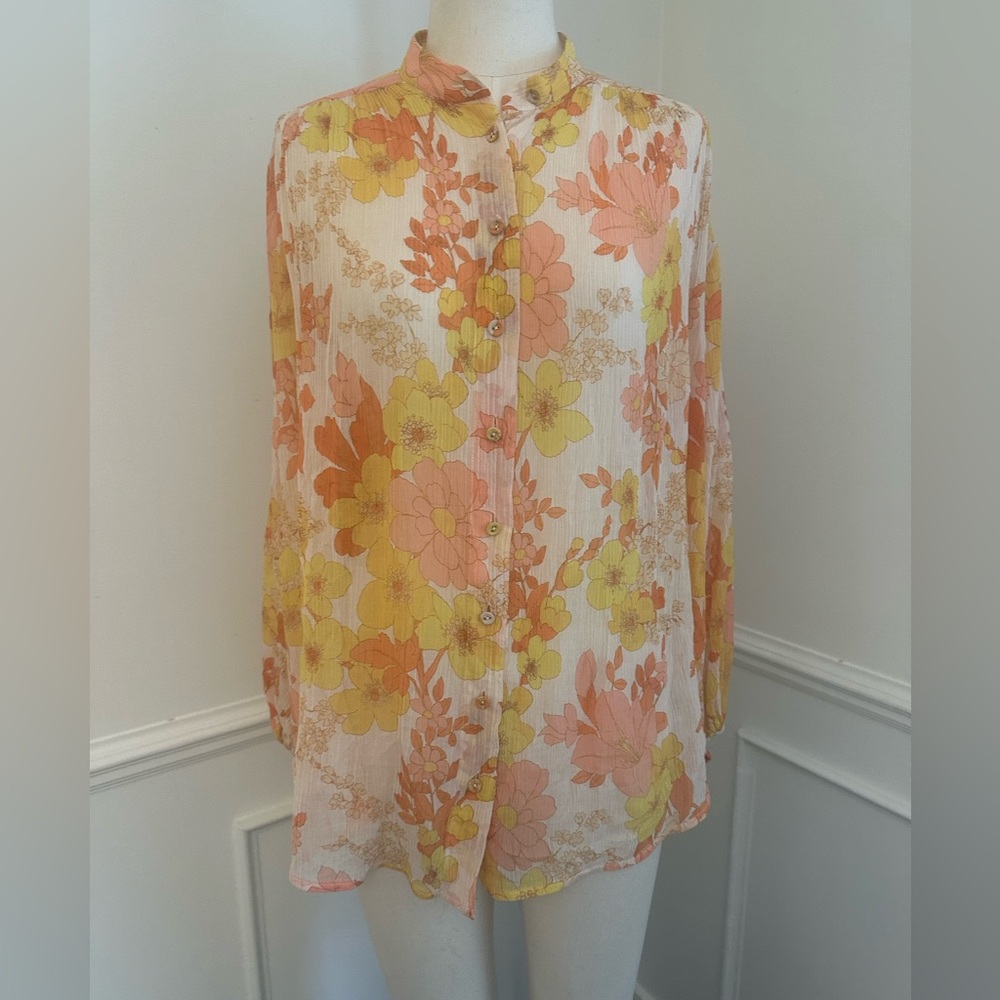 Zimmermann 1 yellow/Peach/creme silk blend Blouse